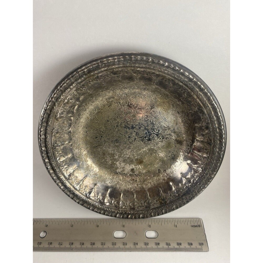 Reed & Barton 102 Silver Candy Dish  w/ Original Blue Label Ornate Bowl Plate